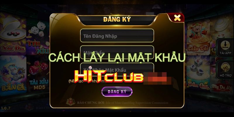 cách lấy lại mật khẩu tài khoản tại HitClub